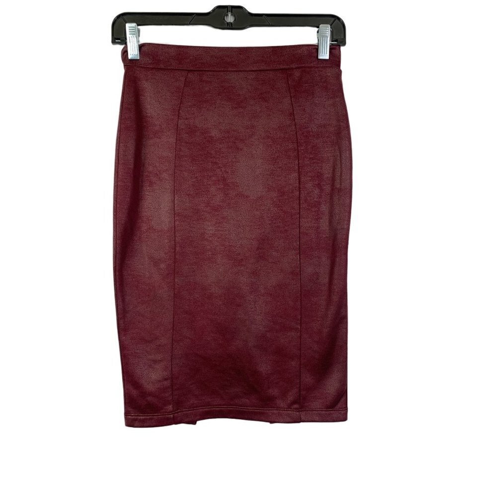 Haute Monde Women's Burgundy Zipper Skirt